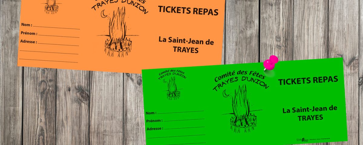 Ticket repas, comité des fêtes de Trayes