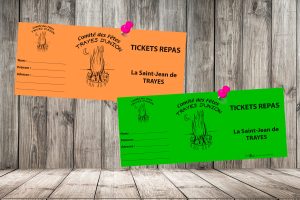 Ticket repas, comité des fêtes de Trayes